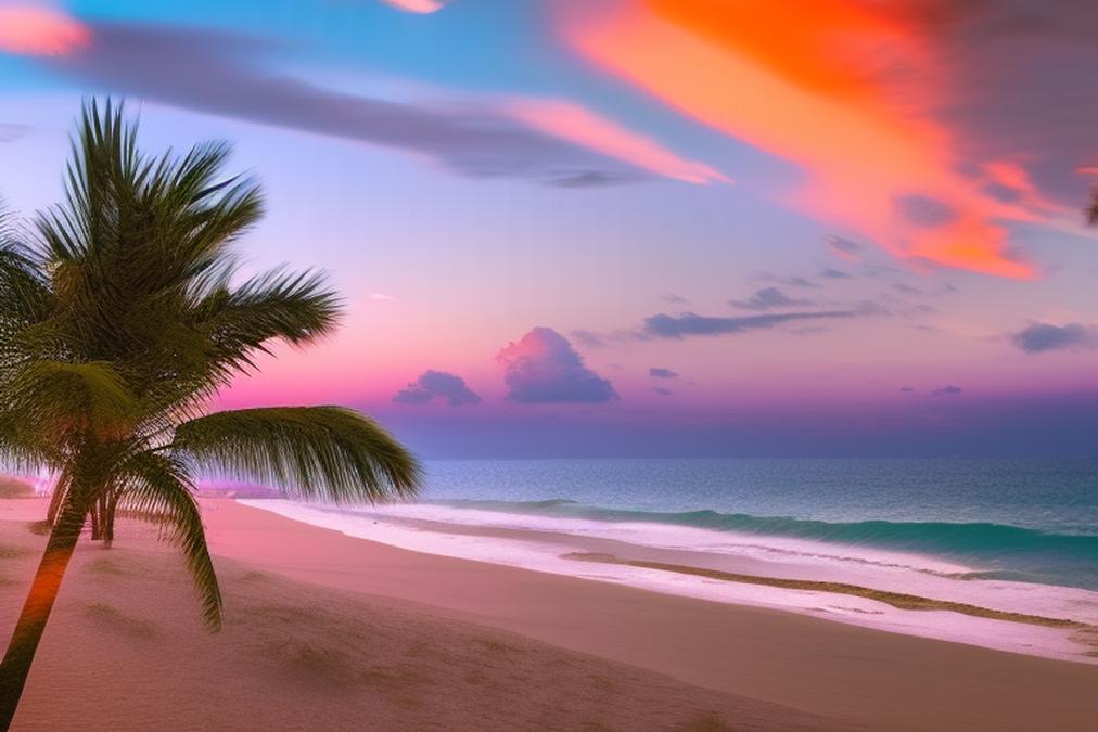 A breathtaking sunset over a serene beach